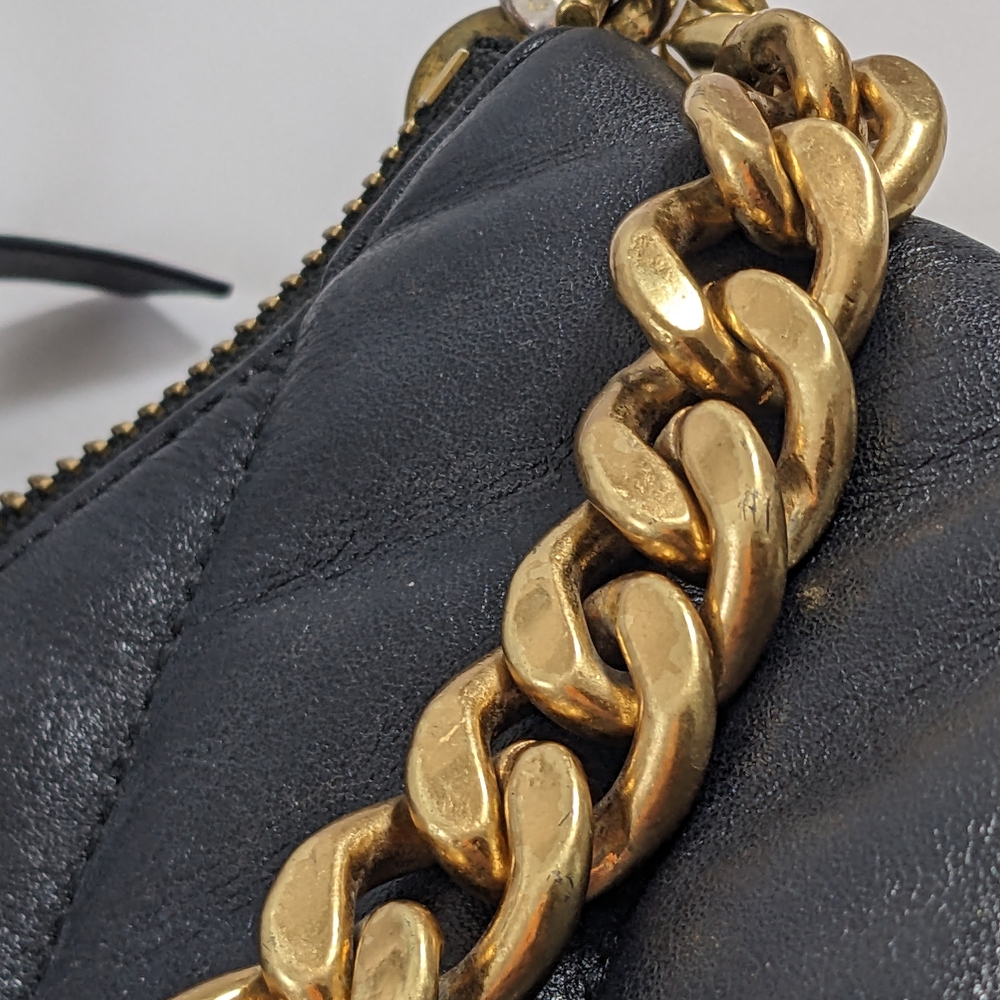 Rebecca Minkoff Black Quilted Leather Edie Crossbody with Gold Chain - Picture 13 of 16